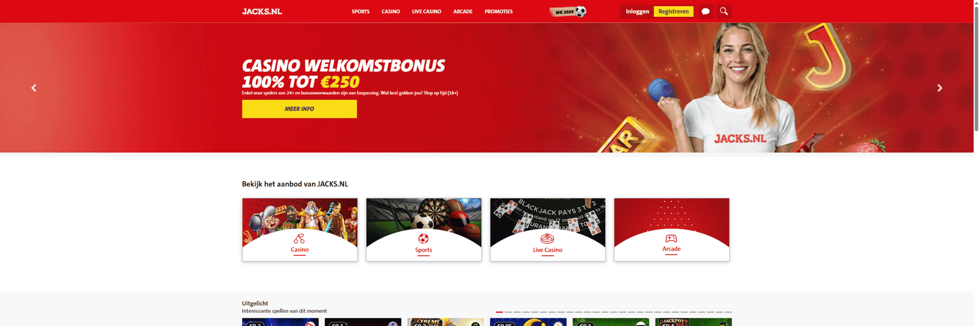 Screenshot van de JACKS.NL-website